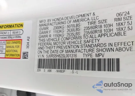 2025 Honda Cr-V Hybrid Sport-L из США, поврежденный, VIN 5J6RS5H82SL001316